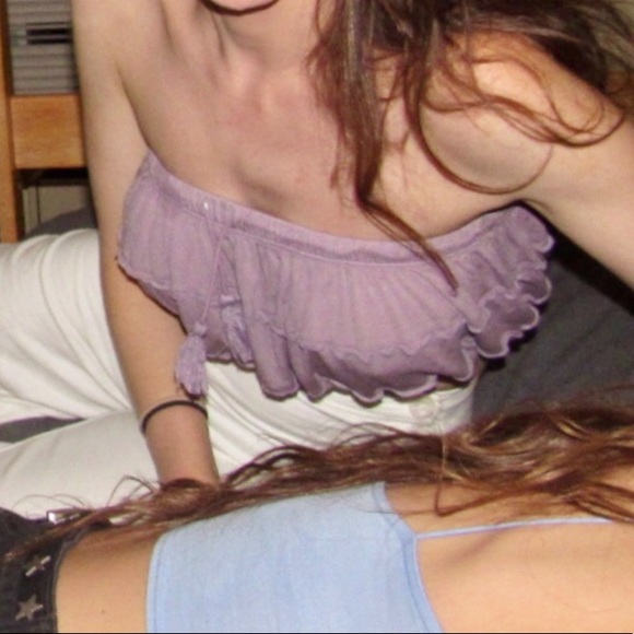 Purple Ruffle Cropped Tube Top - Picture 3 of 3